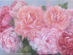 Beautiful Floral Oil Original Painting “Multicolored Peonies” Handmade 12×16 in