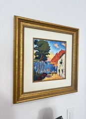 Paul Signac Oil On Heavy Paper in The style of. 1863-1935 Matted Framed, signed