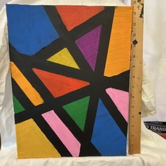abstract geometric multicolor medium acrylic painting on canvas unframed art