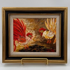Original Rooster Oil Painting by Miami Artist Nuria Mesa