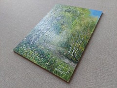 Birch Grove Original Oil Painting, Soft gold Light In summer Landscape Artwork