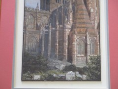 ANTIQUE PAINTING LANDSCAPE REALISM CHURCH ARCHITECTURE OLD GRAVES SIGNED