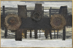 Karl Age Ruget Brutalist Abstract Mixed Media Painting, 1960