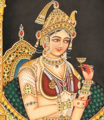 Portrait Painting Of Mughal Empress Mumtaz Mahal Gouache On Paper 13×10 Inches