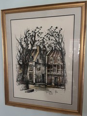 Original Pen-&-Ink &Watercolor Artwork,Quebec 29×23 Signed,Framed,