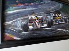 1992 F1 Senna Mansell Monaco GP Sparks Original Painting Impasto Car Motorsport