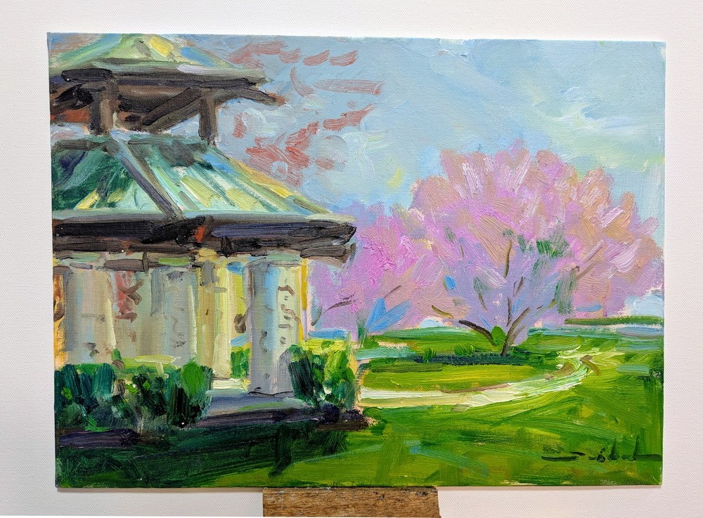 Original Artwork 12”x16” Oil On Canvas Panel Barrington Park By Tadeusz Seidel