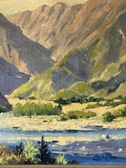 CORA TATUM ANTIQUE MOUNTAIN PLEIN AIR LANDSCAPE OIL PAINTING OLD VINTAGE 1945