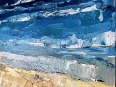 Beach Painting Ocean Original Impasto Oil Painting Beach Wall Art 10×14″ signed