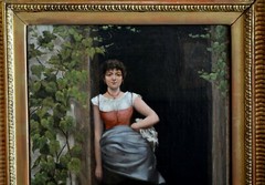 Franz Wilhelm Voigt (1867-) Oil Painting Young Woman in Doorway – Munich Germany