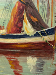 Italian Fishing Boats Oil Masonite Nautical Painting Arthur D’Artois (1894-1976)