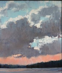 Original DEBORAH QUINN MUNSON ‚Clearing Sky‘ Pink Clouds Contemporary PAINTING