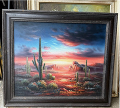 Original B. Duggan Southwest Desert Scape Oil On Canvas Painting Signed