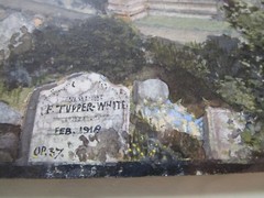 ANTIQUE PAINTING LANDSCAPE REALISM CHURCH ARCHITECTURE OLD GRAVES SIGNED