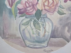41X42Cm Painting Signed Vintage Floral Artwork By The Painter G. Pancaldi P14
