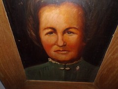 WPA Regionalist Oil Painting Portrait Farm Woman Grant Wood Style Realism