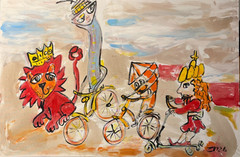 Düsseldorf Mobile 80×120 Original Sig. Acrylic picture funny Rhine tower castle tower