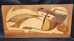 1950s Abstract Italian Italy Marquetry Panel Wood Inlay Vintage Antique