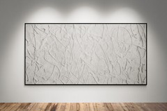 XXL Jackson Pollock Style White Abstract Art Textured Painting 59×30 in