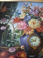 Framed Floral Still Life Oil Painting Signed Karp Ornate Gold Frame 16″ x 16″…