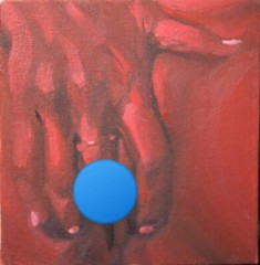 Female Risque Red Light Oil Painting, 5“x5″ Signed and dated READ Description
