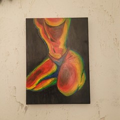 Girl in Thermal imager, original acrylic painting on canvas, 22x30cm, wall art c