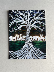 ORIGINAL Painting TREE of LIFE Acrylic Animals Universe Spiritual Abstract ART