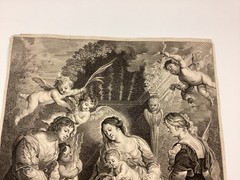 Antique Engraving Afrer Peter Paul Rubens Coronation of St. Catherine By Child