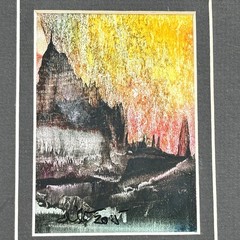 Gouache Paintings Pair Signed Quebec Canada Abstract Landscapes Matted 7×8″