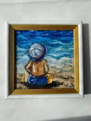 Beach Boy Painting Seascape Original Art Abstract Wall Art Children Artwork Boy