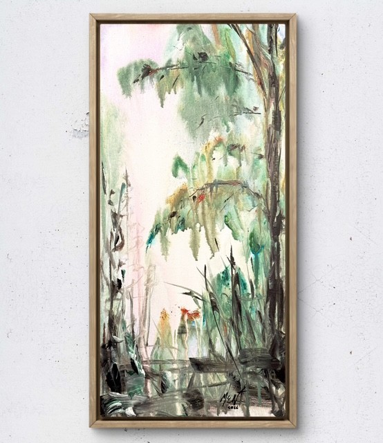 Maria Art PINE TREE 10×20 Canvas Original Abstract Expression Nature Wall Decor