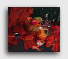 Oil painting Peppers Ukrainian painter Canvas Decor Unframed original Still Life