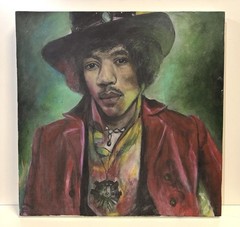 Vintage Jimi Hendrix Painting On Canvas
