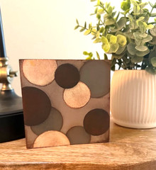 Small Abstract Circle Art Contemporary Painting on Wood Panel Shelf Sitter