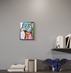 Aleph Original Peacock 8×10 Contemporary Expressionist Wall Art Painting Canvas