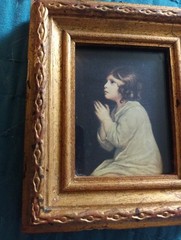 Vintage Little Boy Praying “ The Infant Samuel“ Gold Framed Italy