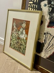 Floral Watercolor On Art Rice Paper Signed ELEANOR MARTIN ARTIST ARLINGTON TEXAS