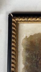 Rare 1891 Minnie Rankin Wyman painting „Mill at Ensenore“ on porcelain tile Rare