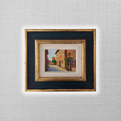 ORIGINAL Oil Painting on Cardboard inc Frame | City View/Castle Tower | 39×35 cm