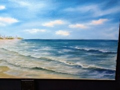 Art 12″/24″ Coastal Beach Original Oil Painting, Stretched Canvas,