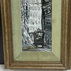 Pascal Cucaro Oil on Board Painting San Francisco Cable Car Downtown Black White