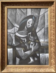 Cortez (Mexican/American, 20th Century) Beautiful Cubism Art School Oil Painting