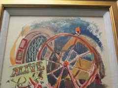 VINTAGE AMERICAN PAINTING CIRCUS FAIR FESTIVAL RIDES REGIONALISM 1940’S SIGNED