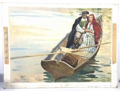 Walter Wallace Seaton (1895 – 1957) Illustration Painting Lovers in a Boat