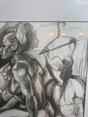 Tamara Signed Modernist Female Nude Bedroom Pen Ink Drawing Framed VG Cond 24×18