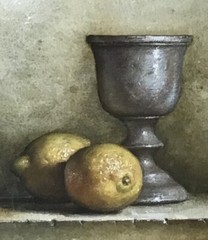 LORAN SPECK ORIGINAL WATERCOLOR PAINTING, “LEMONS AND GOBLET”