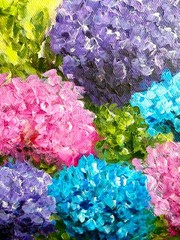 Original Small Floral Painting 8×8 Hydrangea Flowers Acrylics On Canvas