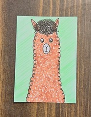 ACEO Original Teenaged Boy Alpaca Cartoon Watercolor Painting