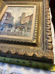 Antonio Devity Oil Painting Old Paris Scene 1901-1993 Size 15×17 OriginalFrame