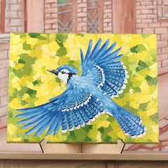 Blue Jay Bird Painting, Original Blue Jay, Flight, Art, Blue Jay Flying Bird Oil